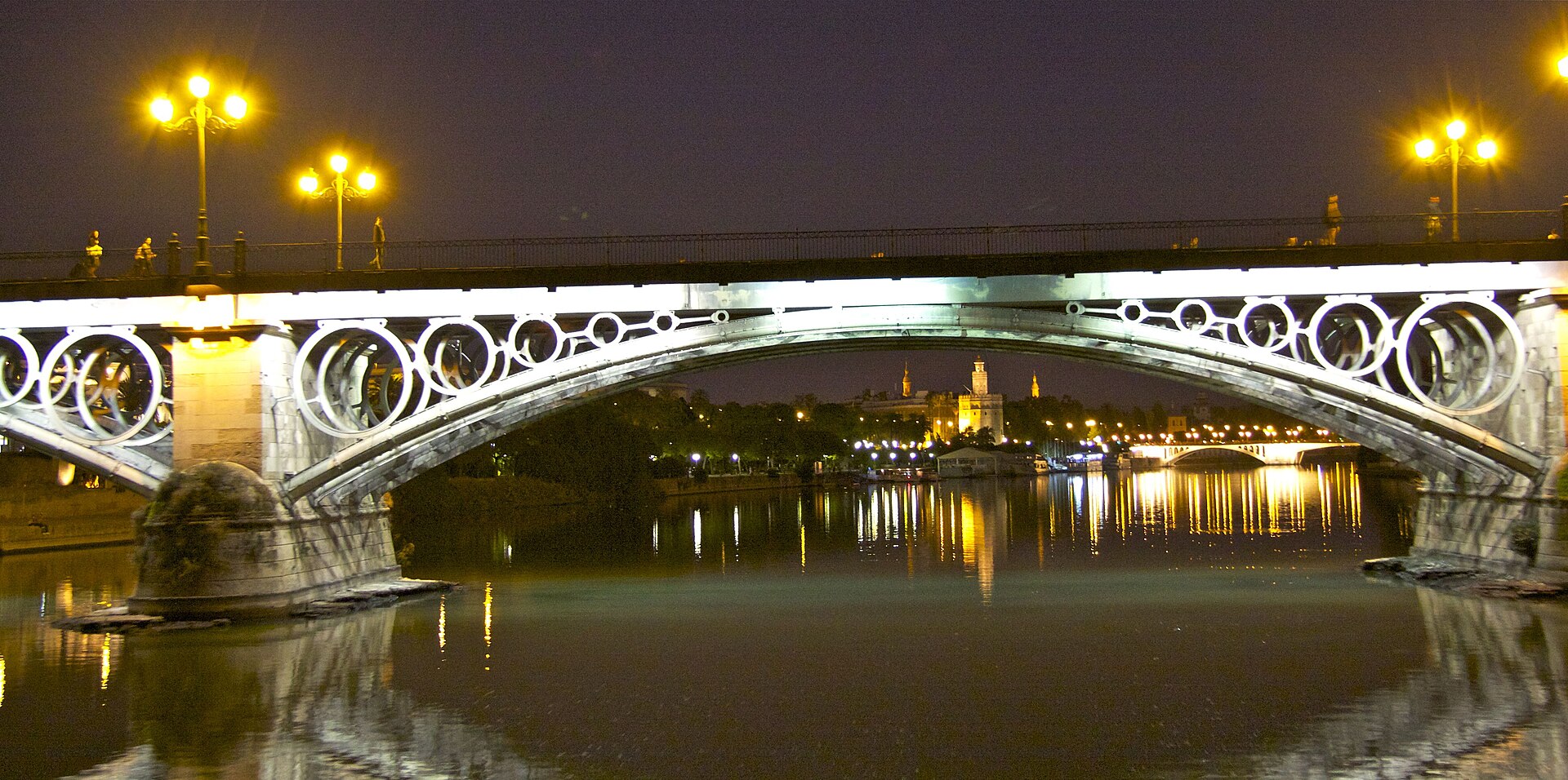 Calle Betis & Puente de Triana au coucher